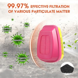 FAKYFJ 2 Pairs Half Facepiece Reusable Respirator Mask With 60923 Filters, Anti-Gases, Anti-Dust, Ideal For Painting, Sanding, Spraying, Chemicals, Woodworking, DIY