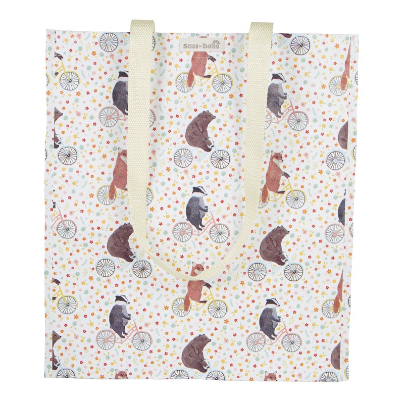 Sass & Belle Woven Plastic Shopper Tote Bag - Happy