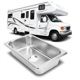 304 Stainless Steel Embedded Hand Wash Basin, 240x135x60mm, Round Waste Outlet, Polishing Drawing Finish, for RVs, Campers, Boats