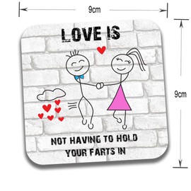 Love Is - Funny Drinks Coaster Valentine's Day Annniversary Birthday