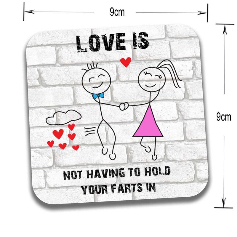 Love Is - Funny Drinks Coaster Valentine's Day Annniversary Birthday