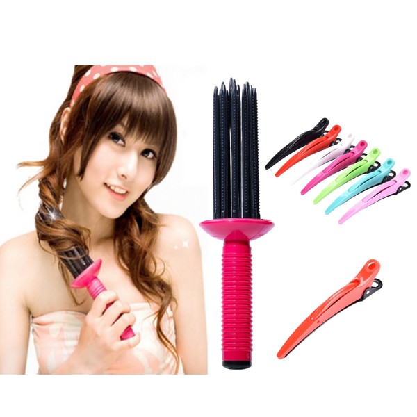 Neuvikter 17 Teeth Curling Comb with Hairpins, Curly Hair Brush,