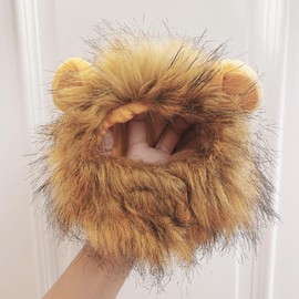 Pet wig, pet cat wearing lion headdress, adjustable and washable lion wig, cat headdress for holiday party - Size: Small