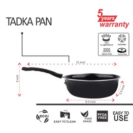 5 Piece Kitchen Accessories Set | Non Stick Induction Friendly Cookware | Kadai with Lid , Fry Pan , Tawa , Sauce & Tadka Pan | Ceramic Hard Anodized | Cast Iron Utensils
