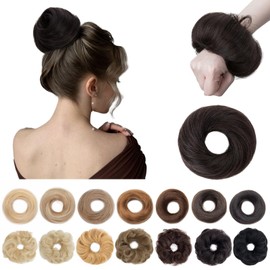 SEGOHAIR Hair Bun 100% Human Hair Natural Stright Messy Bun Hair Piece with Elastic Scrunchie for Women & Girls- 1 PCS Natural black