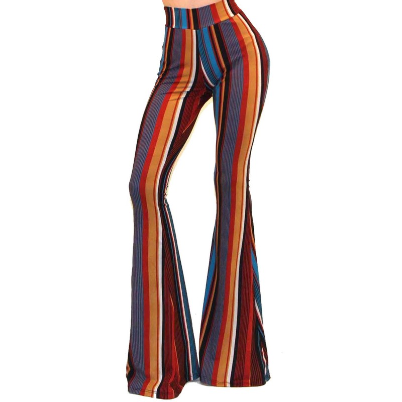 Vivicastle Women's Boho Solid Hippie Wide Leg Flared Bell Bottom