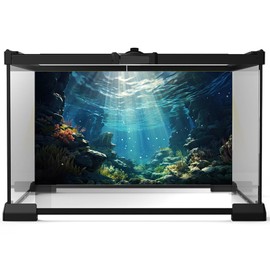 Riivvdise Underwater Aquarium Background Corals and Tropical Fish Terrarium Backdrop Rock Aquatic Plants Sunlight Rays Fish Tank Background Tank Aquarium Wallpaper Poster Decor Vinyl 36x18in