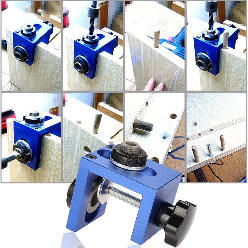 Wood Dowel Hole Drilling Guide Jig Kit Woodworking Carpentry Positioner