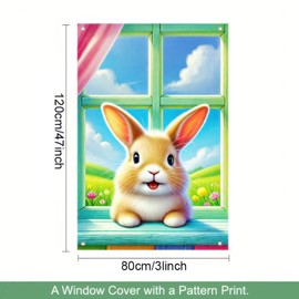 BlissYard BlissYard Easter Bunny Window Cover Banner Easter Window Decoration Bunny Background Banner 31x47 Inch Easter Window Cover Easter Window CoverParty Banner Decoration Happy Easter Party