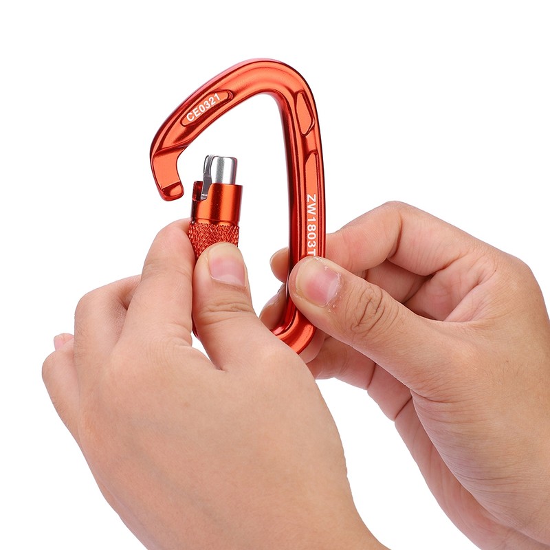 25KN Safety Lock D Buckle Outdoor Rock Climbing Rescue Carabiner
