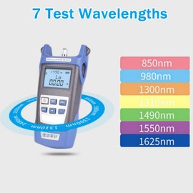Medidor de potencia óptica, medidor de potencia de fibra óptica de mano Solución de problemas visuales Probador de cable de fibra óptica 800-1700nm -70 ~ + 3dB, medidor de potencia de fibra con(A)