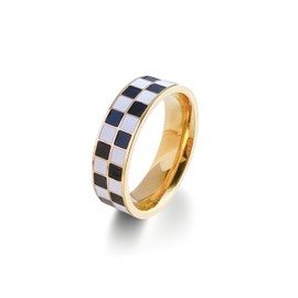 Checkered Ring for Women Black and White Checkered Ring Checkered Band Ring Statement Finger Thumb Ring Fashion Rings Jewelry Gifts for Teen Girls