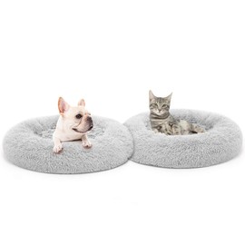 MIXJOY Orthopedic Dog Bed Comfortable Donut Cuddler Round Dog Bed Ultra Soft Washable Dog and Cat Cushion Bed (23'' x 23'') (Grey)