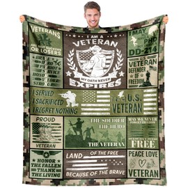 EQNWI Veterans Gifts for Men, Vietnam Veteran Gifts Blanket 60" x 50", Veterans Day Gifts for Men/Him/Dad, Gifts for Veterans, Army Veteran Gifts Ideas, Navy/Air Force/Army Veteran Gift