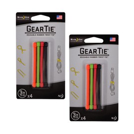 2X Nite Ize GT3-4PK-A1 Gear Tie Reusable 3-Inch Rubber Twist Tie, Assorted Colors