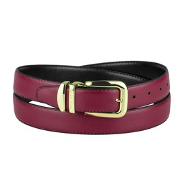 Concitor Reversible Belt Solid BURGUNDY Black Bonded Leather Gold-Tone Buckle 38