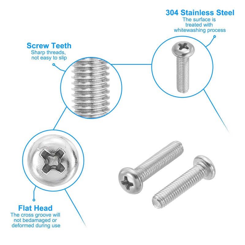 PATIKIL Phillips Pan Head Screws, 15 Pack M5-0.8 x 20mm