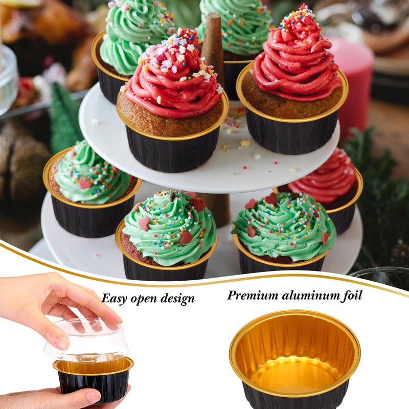Gejoy 400 Pcs Aluminum Foil Baking Cups with Lids 5