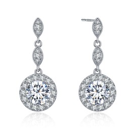 LEVIOLET Women's Earrings 925 Silver Drop Drop Earrings Glitter 5A Cubic Zirconia Bridal Wedding Nickel-Free Stud Earrings