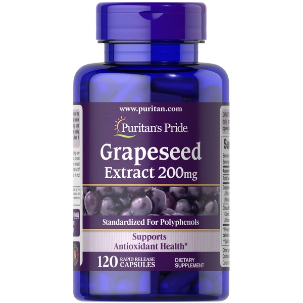 Puritan's Pride Grapeseed Extract 200 Mg Capsules, 120 Count