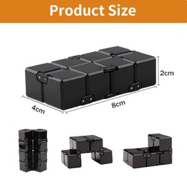 Infinity Cube Fidget Toy Cube suitable for Adults & Kids, New Version Fidget Finger Toy Stress and Anxiety relief, Killing Time Fidget Toys Infinite Cube suitable for Office Staff (Black)