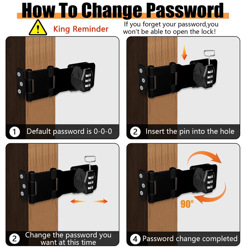 2PCS Password Hasp Locks, 90-180 Degree Cabinet Password Locks Fold
