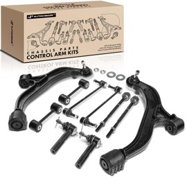 A-Premium Set of 10, Lower Control Arm, Inner Outer Tie Rod End, Front Rear Sway Bar Link, Compatible with Dodge Grand Caravan 2005-2007, Chrysler Town & Country 2005-2007