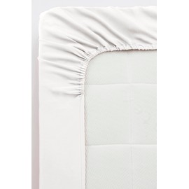 Jotex Zack Satin Fitted Sheet - 100% High Quality Exclusive Satin Made of Organic Cotton GOTS Certified Fitted Sheet with Elastic Band - White, 120 x 200 cm