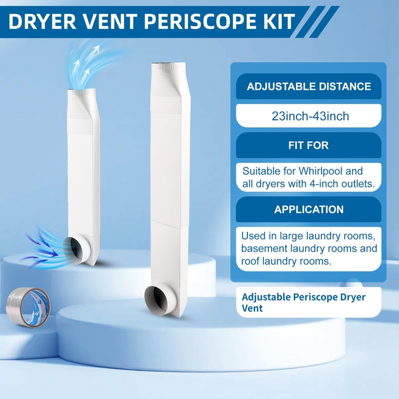 UD48S 4" Stainless Steel Telescoping Dryer Vent Kit - Flat