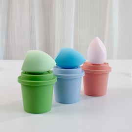 Beauty Egg Powder Puff Wet & Dry Dual-Use Loose Powder Setting Puff 5-piece Sky Blue Bevel 5ea