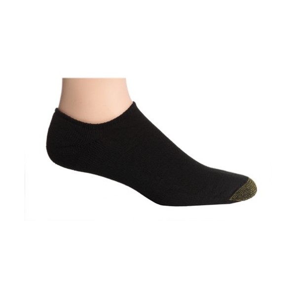 Gold Toe Men's 656f Cotton No Show Athletic Socks, Multipairs, Black (6-Pairs), Large