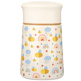 Charcy 9oz Kids Thermo for Hot Food - Insulated Food Jar for Hot & Cold Food - Flat Lid Ivory Bee