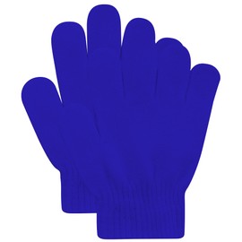 DOOVID Kids Knit Gloves Full Fingers Winter Gloves for Little Boys Girls Stretchy Warm Magic Gloves Age 5-11 Royal Blue One Size