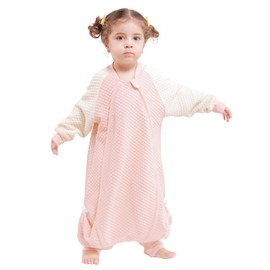 LITTLE SPUD Thermostatic Sleep Sack with Feet for 2t-4t Baby, 1.0 Tog Wearable Blanket for Toddler, All Season Boy or Girl Sleeping Bag for Walkers, 2-Way Zipper, S-34.5In, Pink
