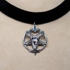 Baphomet Goat Head Satanic Inverted Pentacle Black Velvet Choker Adjustable
