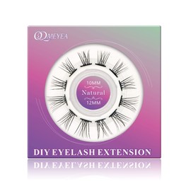 QDMEYEA DIY Eyelash Extensions 0.07-D Curl 10&12mm Natural Mixed Length 12 Clusters Soft Wispy Light 3D Effect Natural Individual Cluster Lashes Home Eyelash Extensions D Curl Lashes Mixed Length Pack(10&12mm, 0.07-D-Natural)