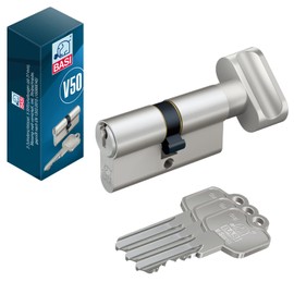 BASI | V50 Profile Knob Cylinder K40/27 mm | Different Locking | Profile Cylinder | Door Cylinder Lock Cylinder for House Entrance Doors | Cylinder Lock with 3 Keys