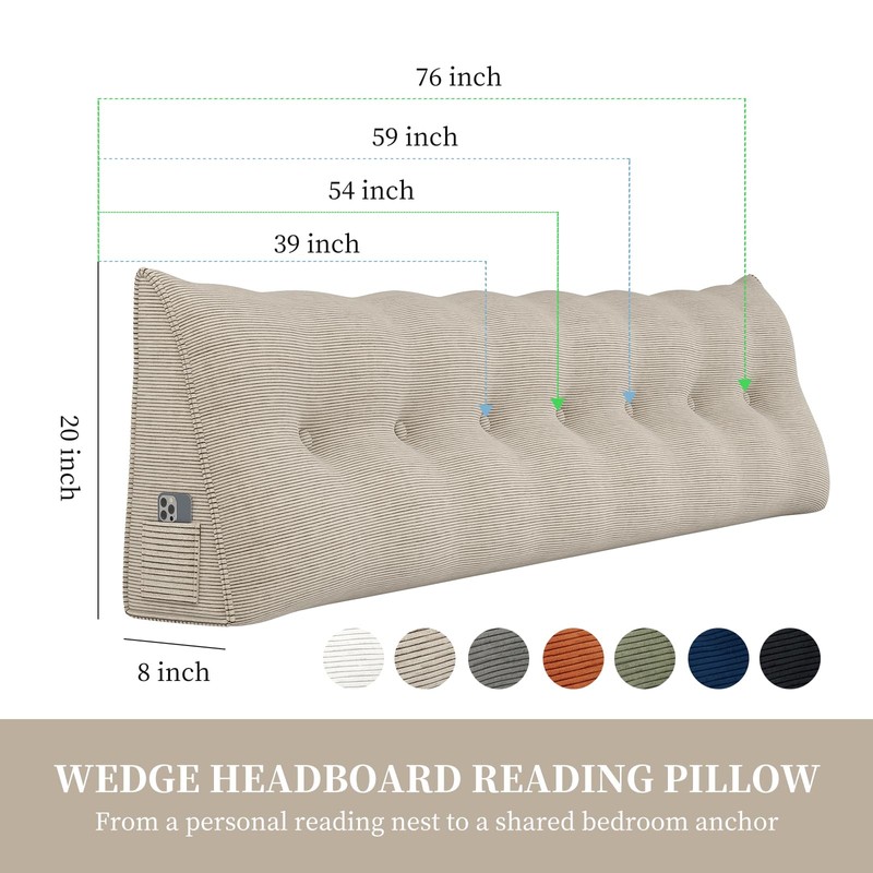 Large Headboard Wedge Pillows for Sitting Up in Bed Rest