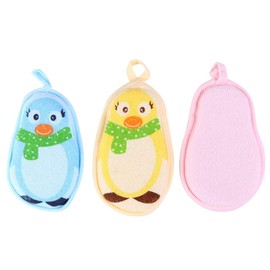 TOYANDONA 3pcs Exfoliating Bath Sponge Cute Penguin Shape Body Sponge Spa Cellulite Massager Back Scrubber Sponge for Kids Infant Shower
