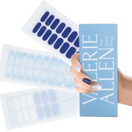 Valerie Allen Nail Polish Stickers Full Nail Wraps - 60 Pieces (3 Sets of 20) Stylish Nail Strips Kit with Nail File & Cuticle Pusher, Quick Drying Sticker Nail Pol (Royals Roar)