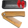 Folding Beard Comb for Men w/Carrying Pouch - All Natural