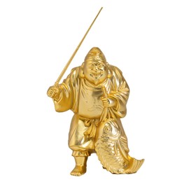 Seven Lucky God Ebisu (Gold Plated/24K Gold), Buddhist: Hidemun Makita, Sculptor_Buddha Statue, Figurine, Takaoka Copper ware (7 fg)