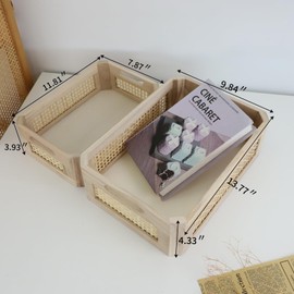 Woven Wooden Bamboo Basket,Rectangular Storage Basket,Natural and Decorative, Arts and Crafts.