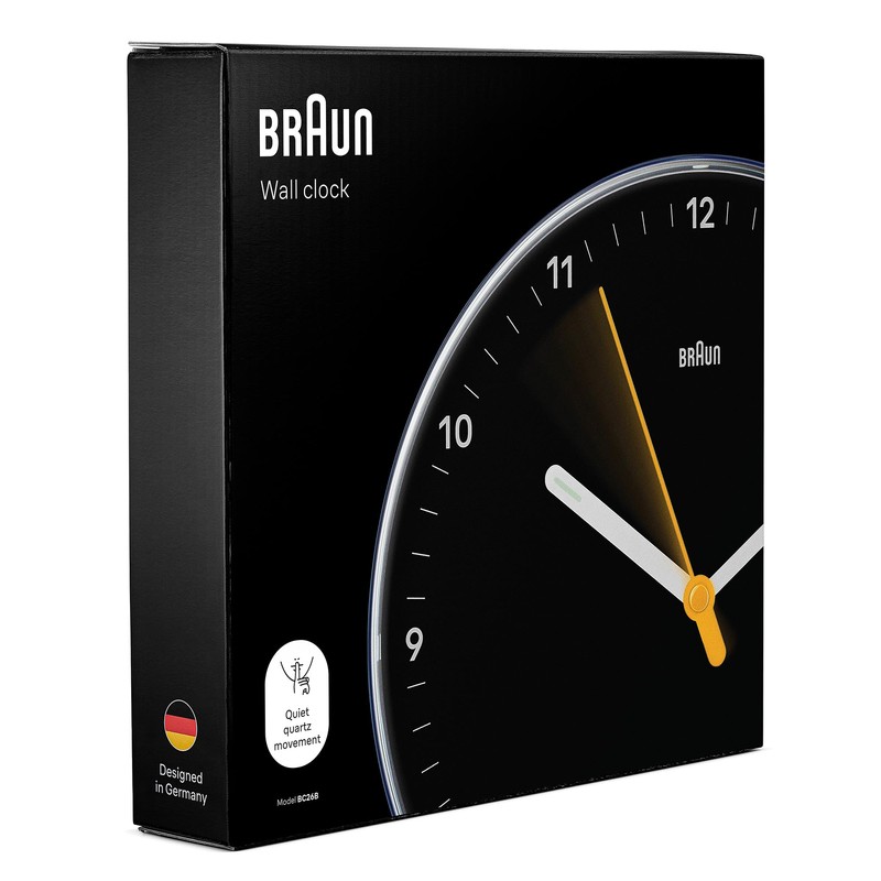 Braun Classic Analogue Wall Clock with Silent Sweeping Quartz Movement,