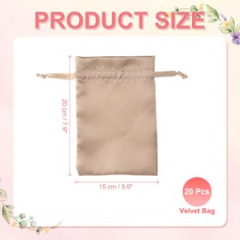 YELARXI Satin Jewelry Bags with Drawstrings, Silk Earring Gift Bags Wedding Favor Pouch 6 x 8 Inch Fit for Jewelry Candy Christmas Party Graduation Birthday Easter - (20 Pack, Champagne)