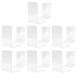 MSDADA Book Ends Clear Acrylic Bookends for Shelves, Book Ends for Home Office Library Decorative, Heavy Duty Book Ends, Book Stopper for Books, Movies, Magazines, Video Games, CDs (7pair/14pcs)
