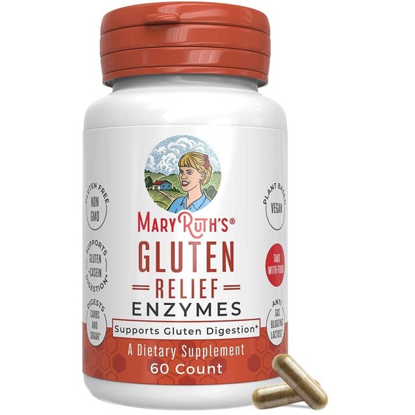 Gluten Enzyme by MaryRuth's - Digest Gluten and Casein - Supports Healthy Digestion and Nutrient Absorption - Gluten Blocker - Vegan - 60 Count