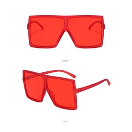 CHAUOO Ultralight Square Oversized Sunglasses Classic Fashion Style 100% UV Protection for Women Men, Red, oversized