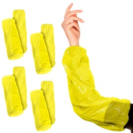 ABC PACK & SUPPLY Yellow Disposable Arm Sleeves Covers, 18-Inch. Pack of 2000 Disposable Arm Sleeve Protectors with Elastic Ends, 1 mil. Waterproof Polyethylene Disposable Sleeve Protectors for Arms