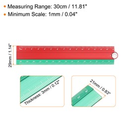 sourcing map Folding Straight Ruler 30cm Metric Aluminum Alloy Protractor Foldable Angle Ruler Geometric Measuring Tool with Angle Line for Architects Artists Office, Red Green